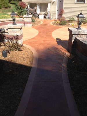 New Patio with Antique Stained Existing Walkway